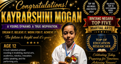 அறிவியல், கல்வி, கலை மற்றும் விளையாட்டில் 30-க்கும் மேற்பட்ட சாதனைகள் : காஜாங் கான்வென்ட் பள்ளி மாணவி காய்ரார்ஷினி மோகனின் வெற்றிப் பயணம்