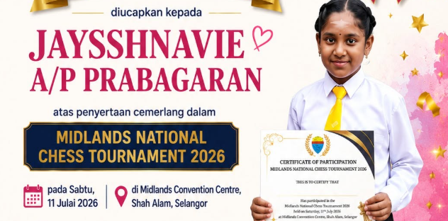 தேசிய சதுரங்கப் போட்டியில் அசத்திய ஜெய்ஷ்ணவி:  ஈவுட் தமிழ்ப்பள்ளிக்கு பெருமை